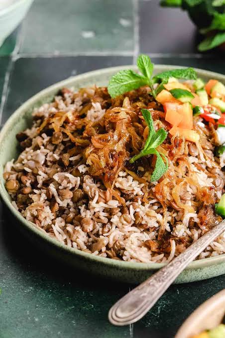 Brown Lentils, Caramelized onion & rice
